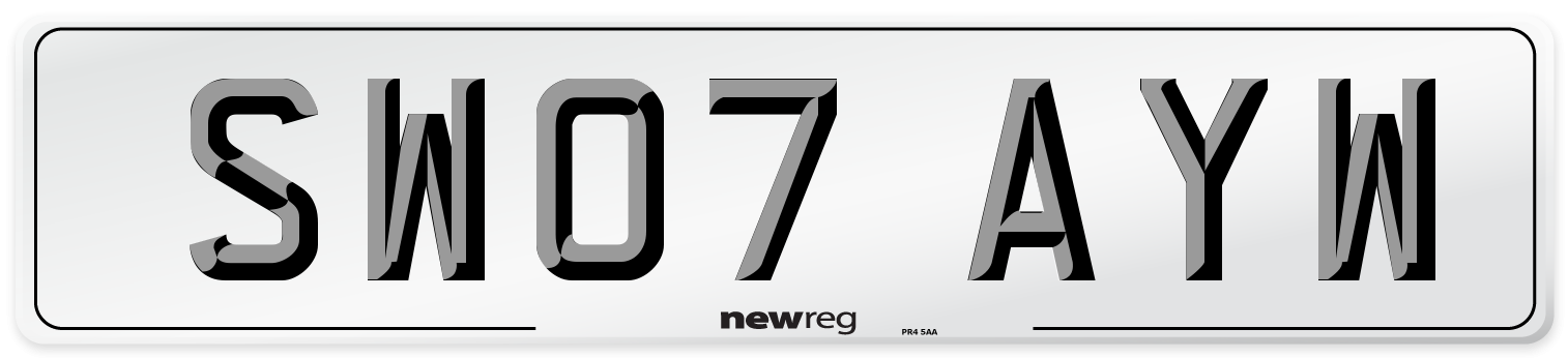 SW07 AYW Number Plate from New Reg